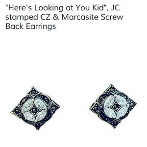 😍Beautiful C.Z. & Marcasite Screwback Earrings